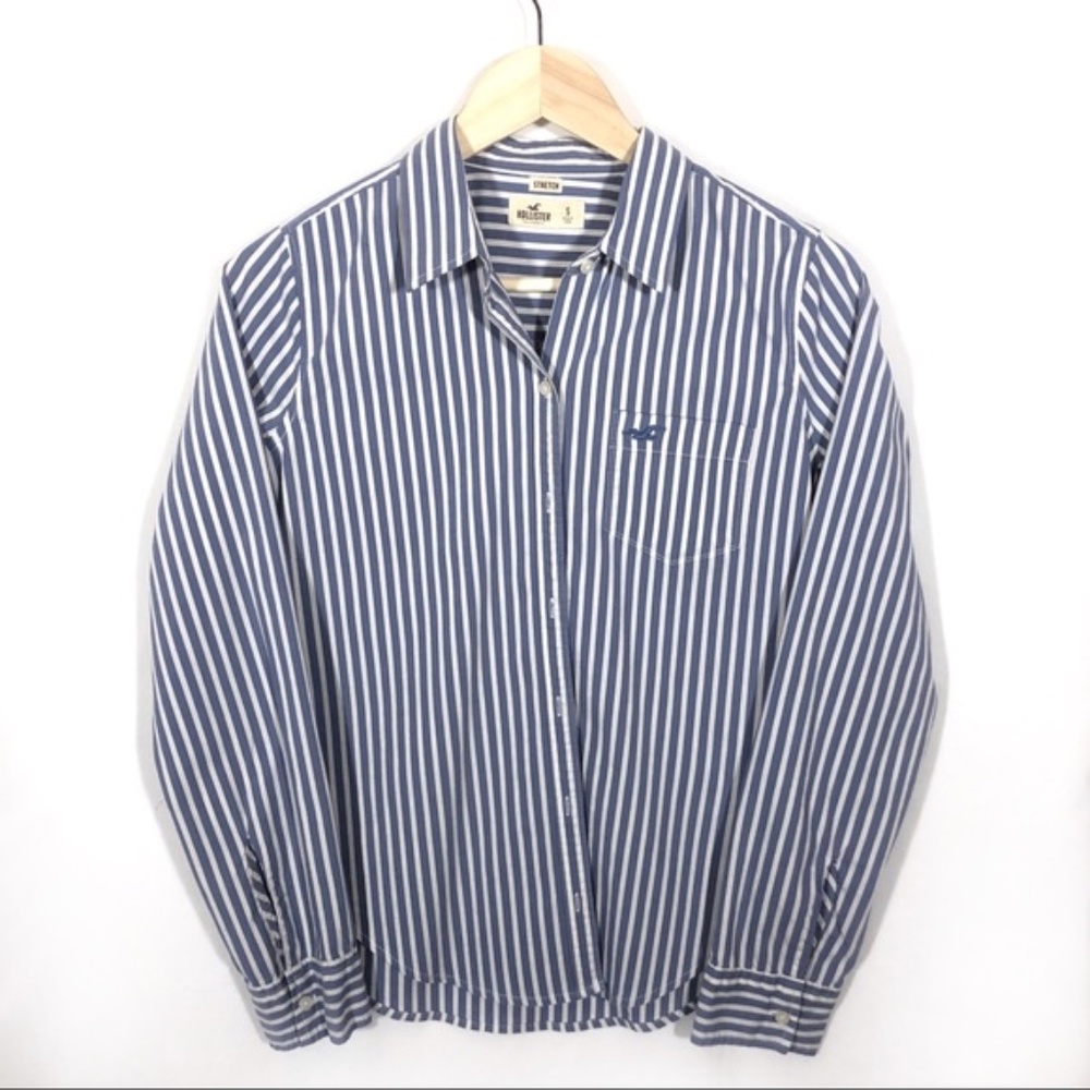 Hollister Button Up Sz S Blue White Top Classic